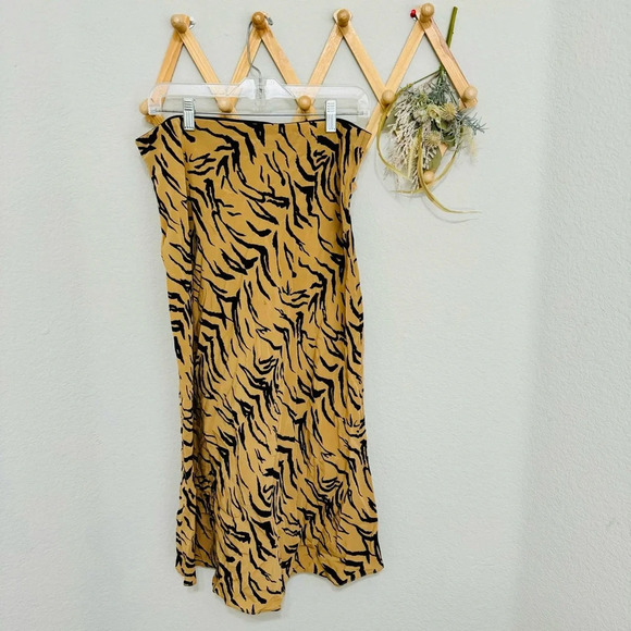 Madewell Silk Tiger Stripes Midi Skirt 14 - Picture 4 of 7
